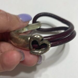 Leather and real silver bracelet